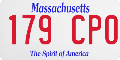 MA license plate 179CP0