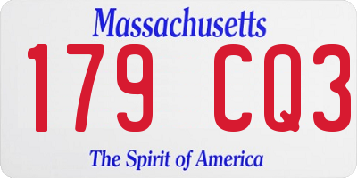MA license plate 179CQ3