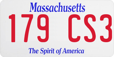 MA license plate 179CS3