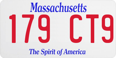 MA license plate 179CT9