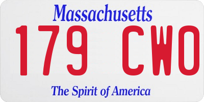 MA license plate 179CW0
