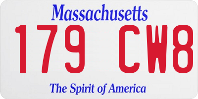 MA license plate 179CW8