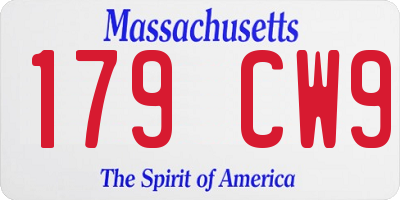 MA license plate 179CW9