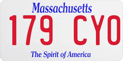MA license plate 179CY0