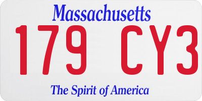 MA license plate 179CY3