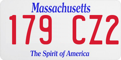 MA license plate 179CZ2