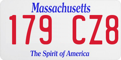 MA license plate 179CZ8