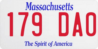 MA license plate 179DA0