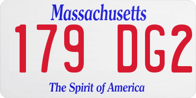 MA license plate 179DG2