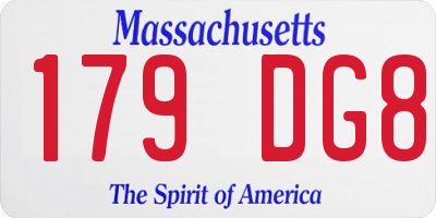 MA license plate 179DG8