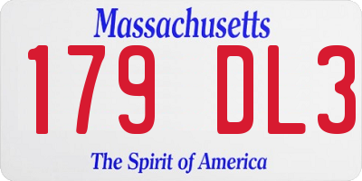 MA license plate 179DL3