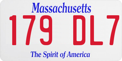 MA license plate 179DL7