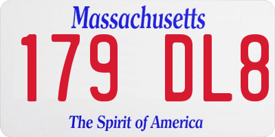MA license plate 179DL8