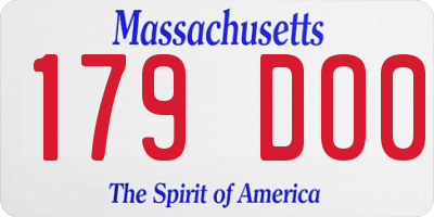 MA license plate 179DO0