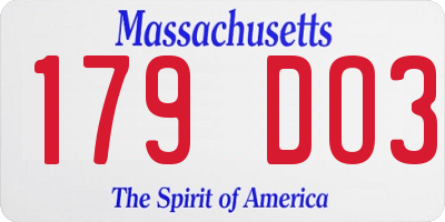 MA license plate 179DO3