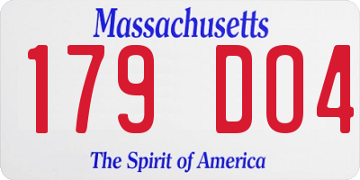 MA license plate 179DO4