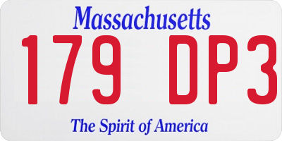 MA license plate 179DP3