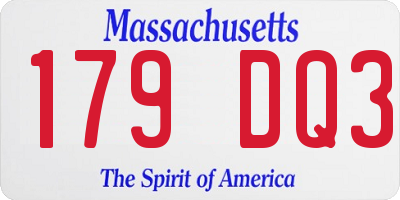 MA license plate 179DQ3