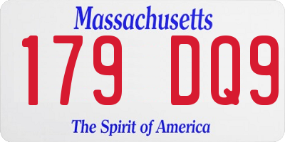 MA license plate 179DQ9