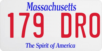 MA license plate 179DR0