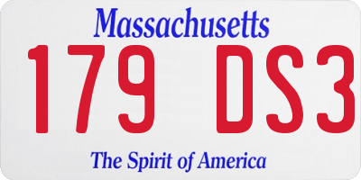 MA license plate 179DS3