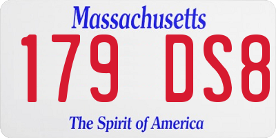 MA license plate 179DS8
