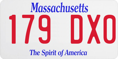 MA license plate 179DX0