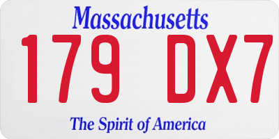 MA license plate 179DX7