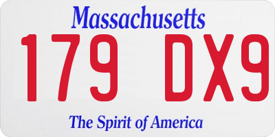 MA license plate 179DX9
