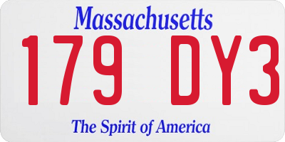 MA license plate 179DY3