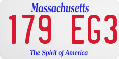 MA license plate 179EG3