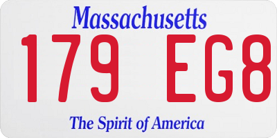 MA license plate 179EG8