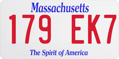 MA license plate 179EK7