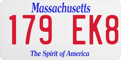 MA license plate 179EK8