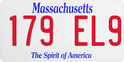 MA license plate 179EL9