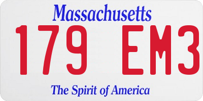 MA license plate 179EM3