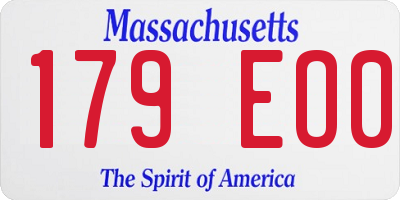MA license plate 179EO0