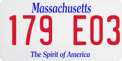MA license plate 179EO3