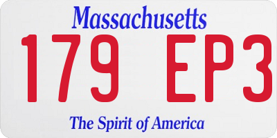 MA license plate 179EP3