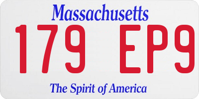 MA license plate 179EP9