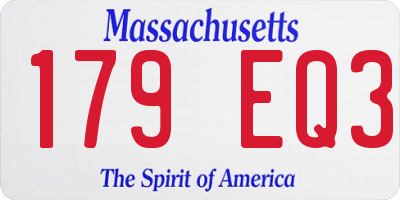 MA license plate 179EQ3