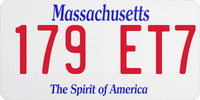 MA license plate 179ET7