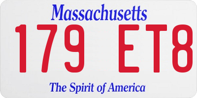 MA license plate 179ET8