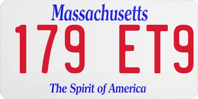 MA license plate 179ET9