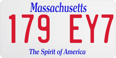 MA license plate 179EY7