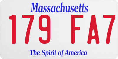 MA license plate 179FA7