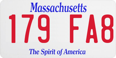 MA license plate 179FA8