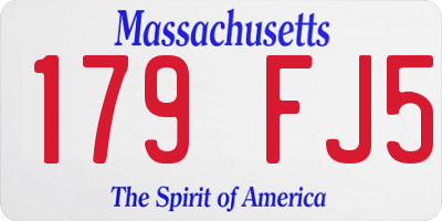 MA license plate 179FJ5