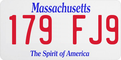 MA license plate 179FJ9