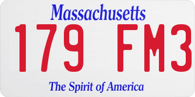MA license plate 179FM3